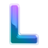 Gradient letter L font 3d render png