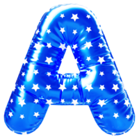 Blue letter A font 3d render png