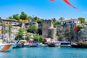 The old port of Antalya, excursion yachts in the port of Kaleici. photo