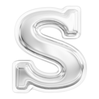 Silver letter S font 3d render png