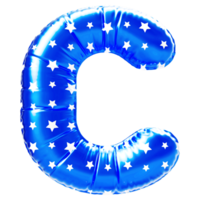 Blue letter C font 3d render png