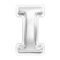 Silver letter I font 3d render png