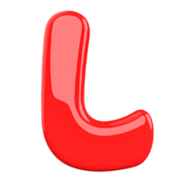 Red letter L font 3d render png