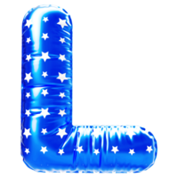 Blue letter L font 3d render png