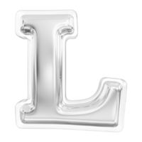 argento lettera l font 3d rendere png