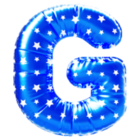 Blue letter G font 3d render png