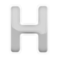 Silver letter H font 3d render png
