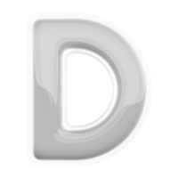Silver letter D font 3d render png