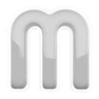 Silver letter M font 3d render png