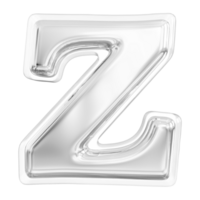 Silver letter Z font 3d render png