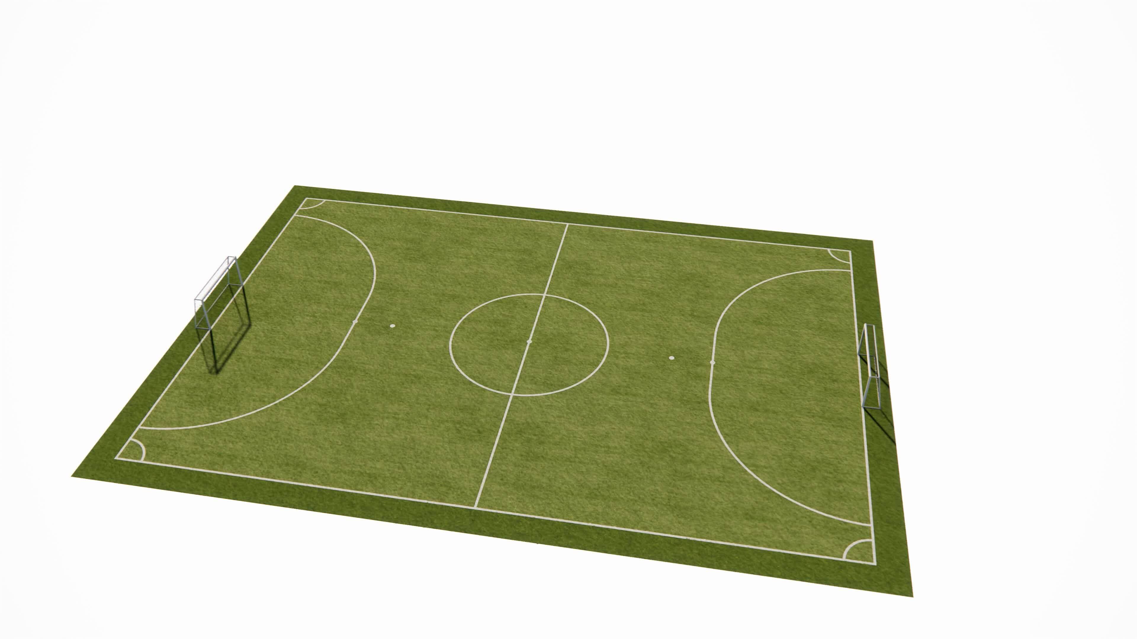 visualization of a mini soccer, mini football, futsal court with green