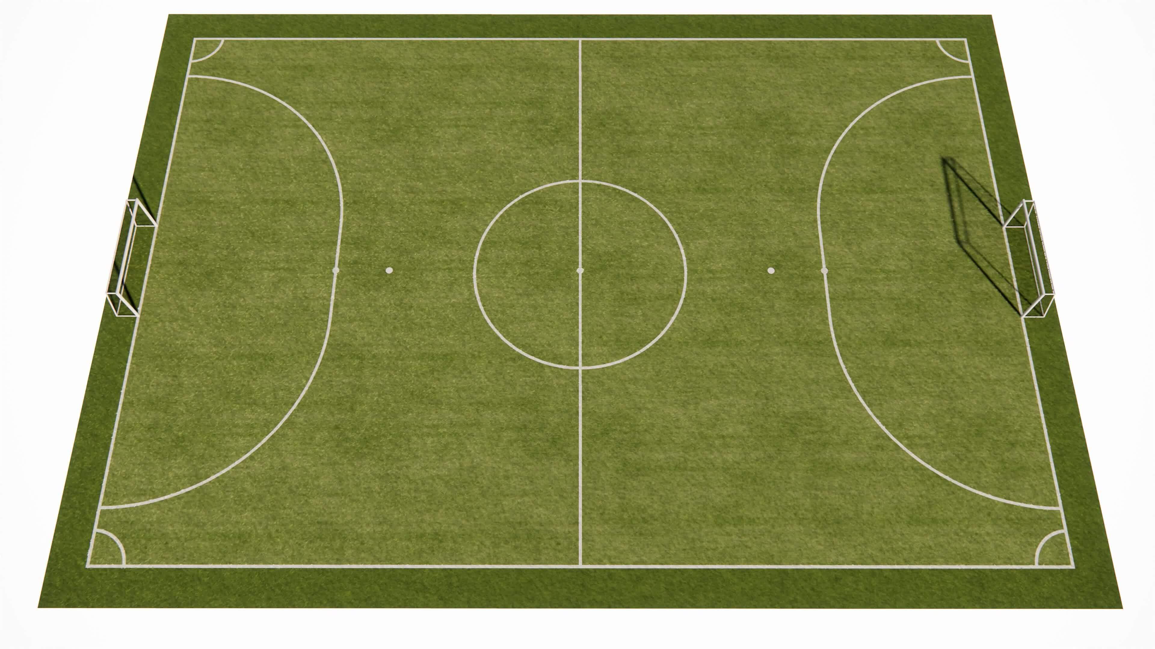 visualization of a mini soccer, mini football, futsal court with green