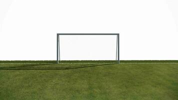 visualization of a mini soccer, mini football, futsal court with green artificial turf. realistic video rendering with a white background