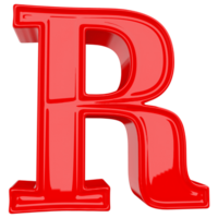 Red letter R font 3d render png