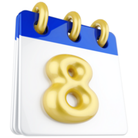 3d icon calendar number 8 png