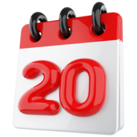 3d icon calendar number 20 png
