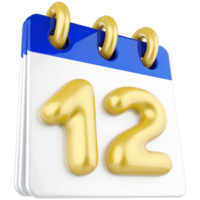 3d icono calendario número 12 png