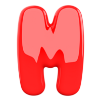 Red letter M font 3d render png