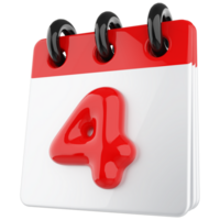 3d Symbol Kalender Nummer 4 png