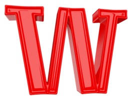 Red letter W font 3d render png