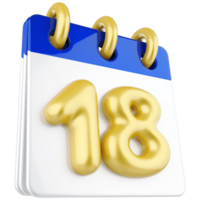 3d Symbol Kalender Nummer 18 png