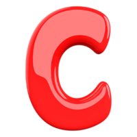rosso lettera c font 3d rendere png