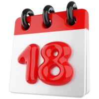 3d icona calendario numero 18 png