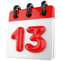 3d icône calendrier nombre 13 png