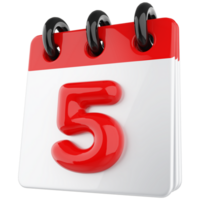 3d icono calendario número 5 5 png