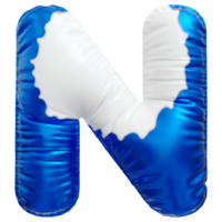 Blue letter N font 3d render png