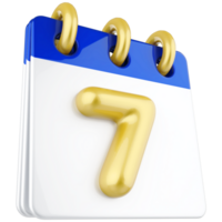 3d icon calendar number 7 png