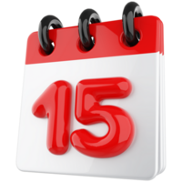 3d icône calendrier nombre 15 png