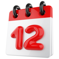 3d icono calendario número 12 png