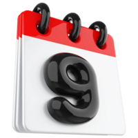 3d icon calendar number 9 png