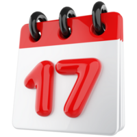 3d icône calendrier nombre 17 png