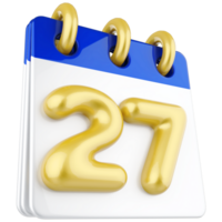 3d icono calendario número 27 png