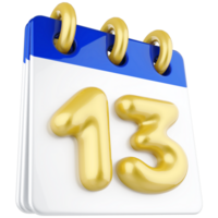 3d Symbol Kalender Nummer 13 png