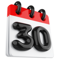 3d icona calendario numero 30 png