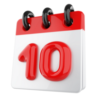 3d icono calendario número 10 png