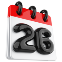 3d icono calendario número 26 png