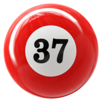 37 numero 3d palla rosso png