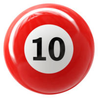 10 numero 3d palla rosso png