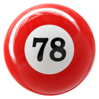 78 number 3d ball red png