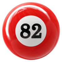 82 number 3d ball red png