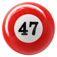 47 número 3d bola vermelho png