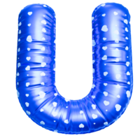 Blue letter U font 3d render png