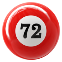 72 número 3d bola vermelho png