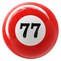 77 número 3d bola vermelho png