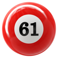 61 número 3d pelota rojo png