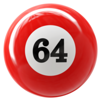 64 number 3d ball red png